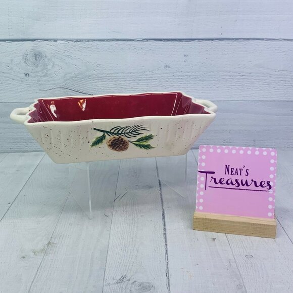Hobby Lobby CHRISTMAS TRADITION 2013 Rectangle Red White Speckled Baking Pan - Picture 1 of 9